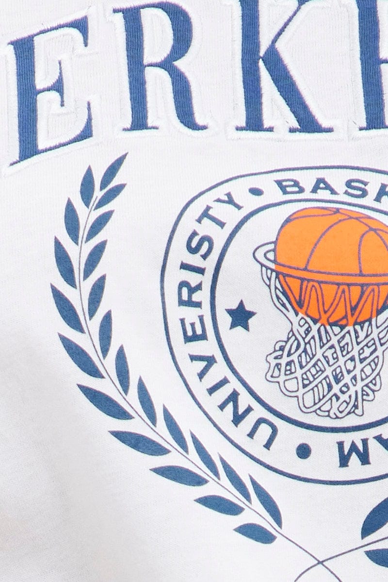White T Shirt Short Sleeve Crew Neck Berkeley Basketball
