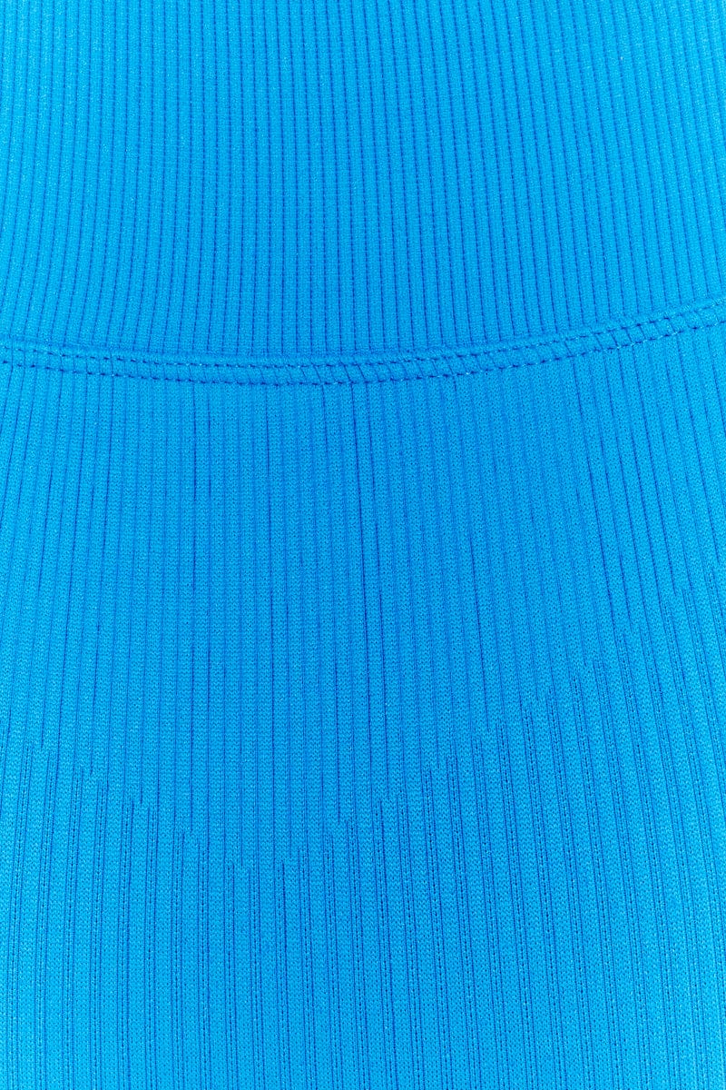 Blue Seamless Zip Top And Bike Shorts Activewear Set