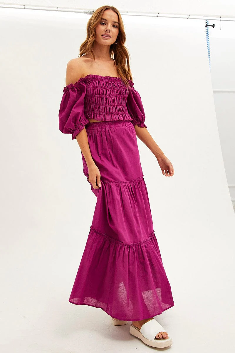 Purple Maxi Skirt Tiered