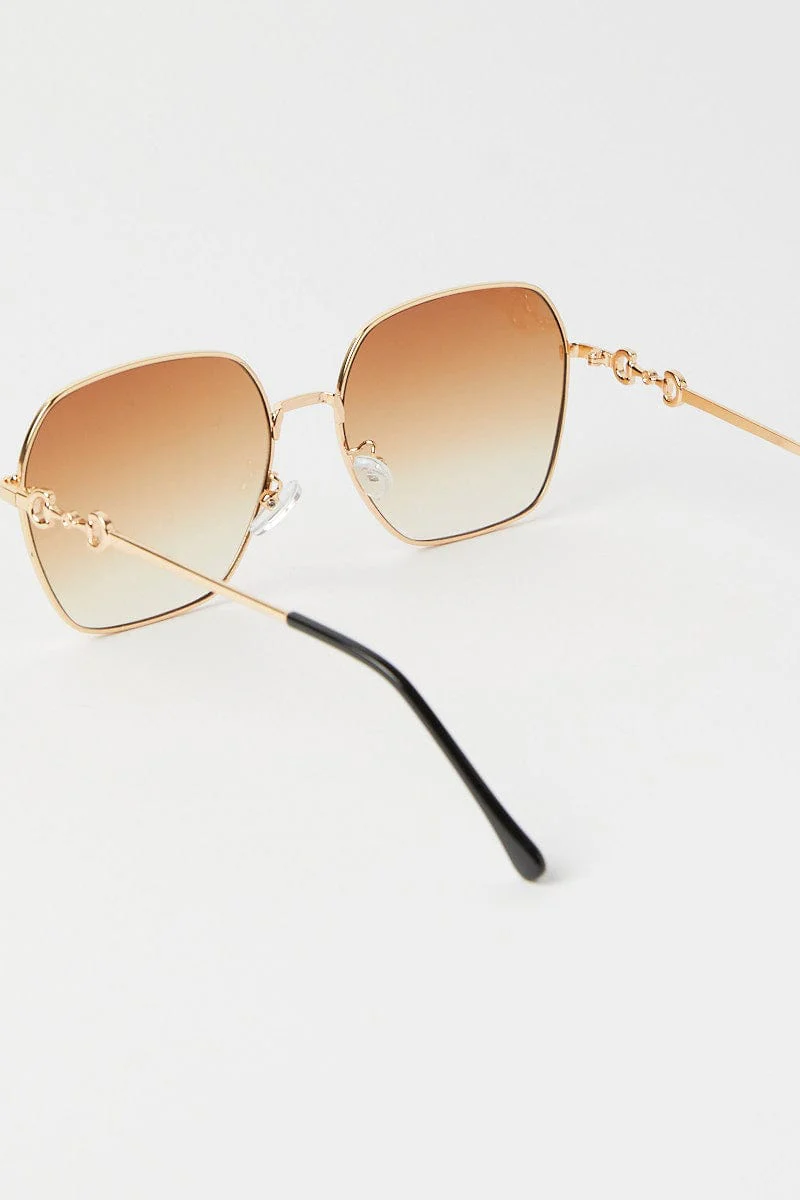 Brown Metal Frame Sunglasses