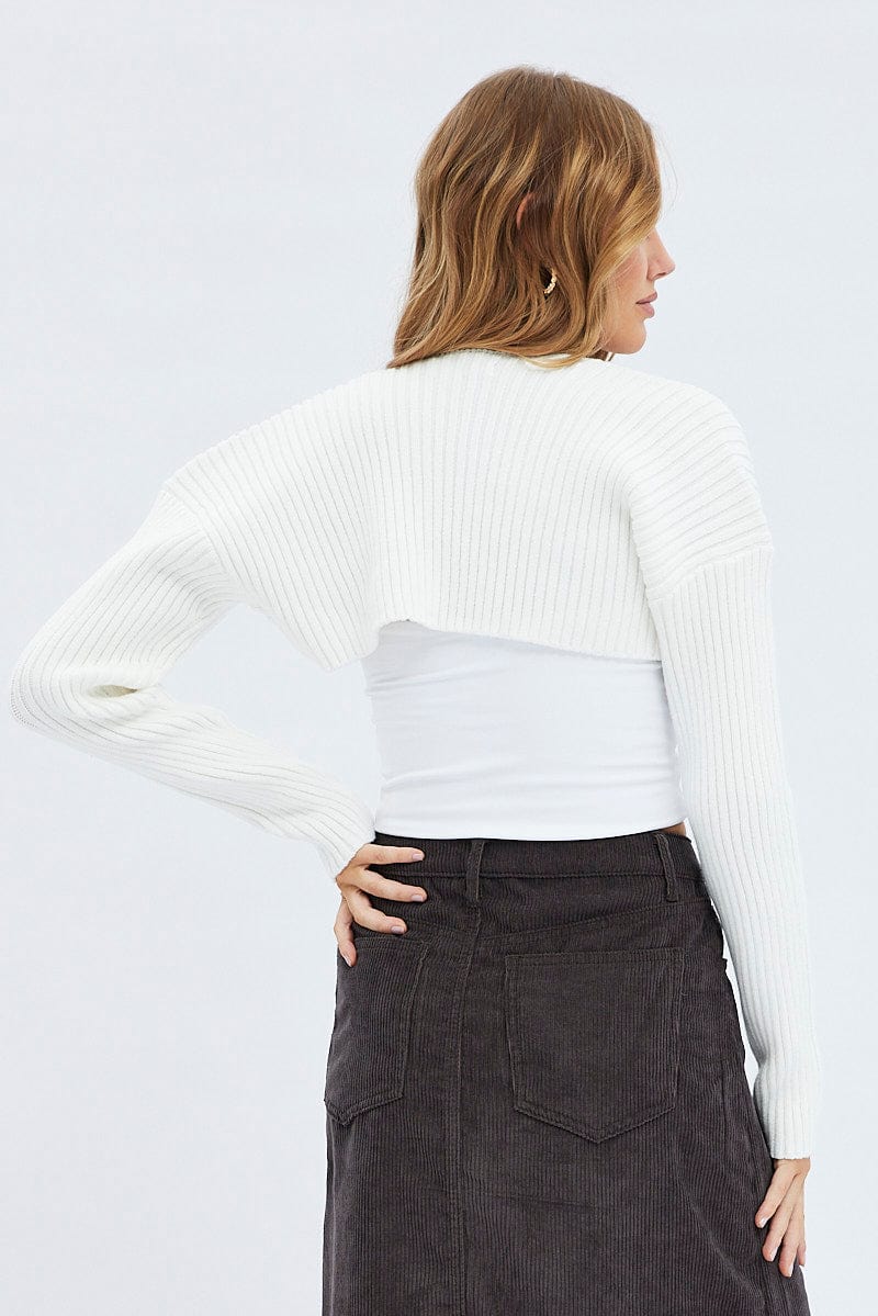 White Knit Shrug Long Sleeve