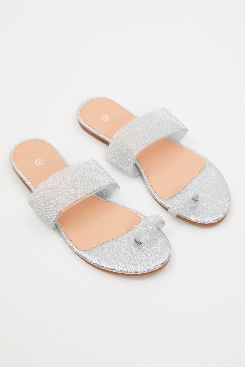 Silver Silver Flat Slides