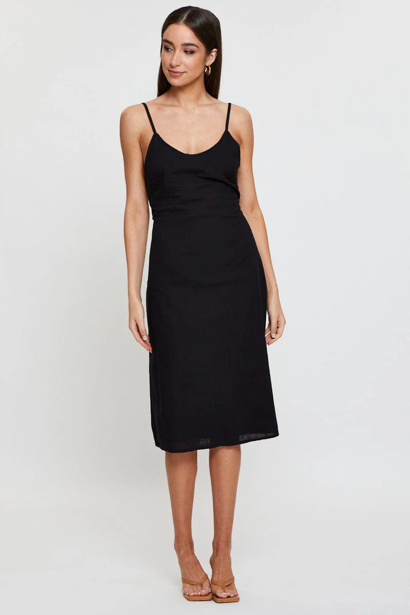 Black Slip Dress Linen