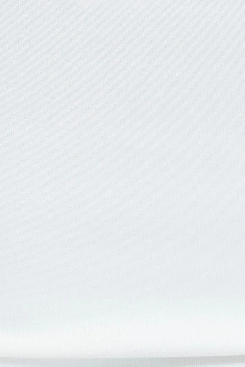 White Top Long Sleeve Round Neck Elastic Back Jersey