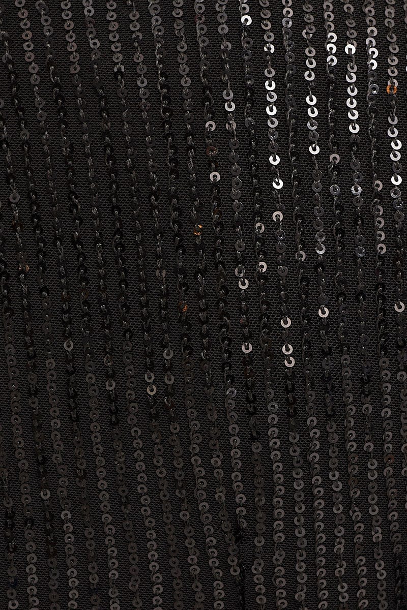 Black Sequin Bodycon Party Dress