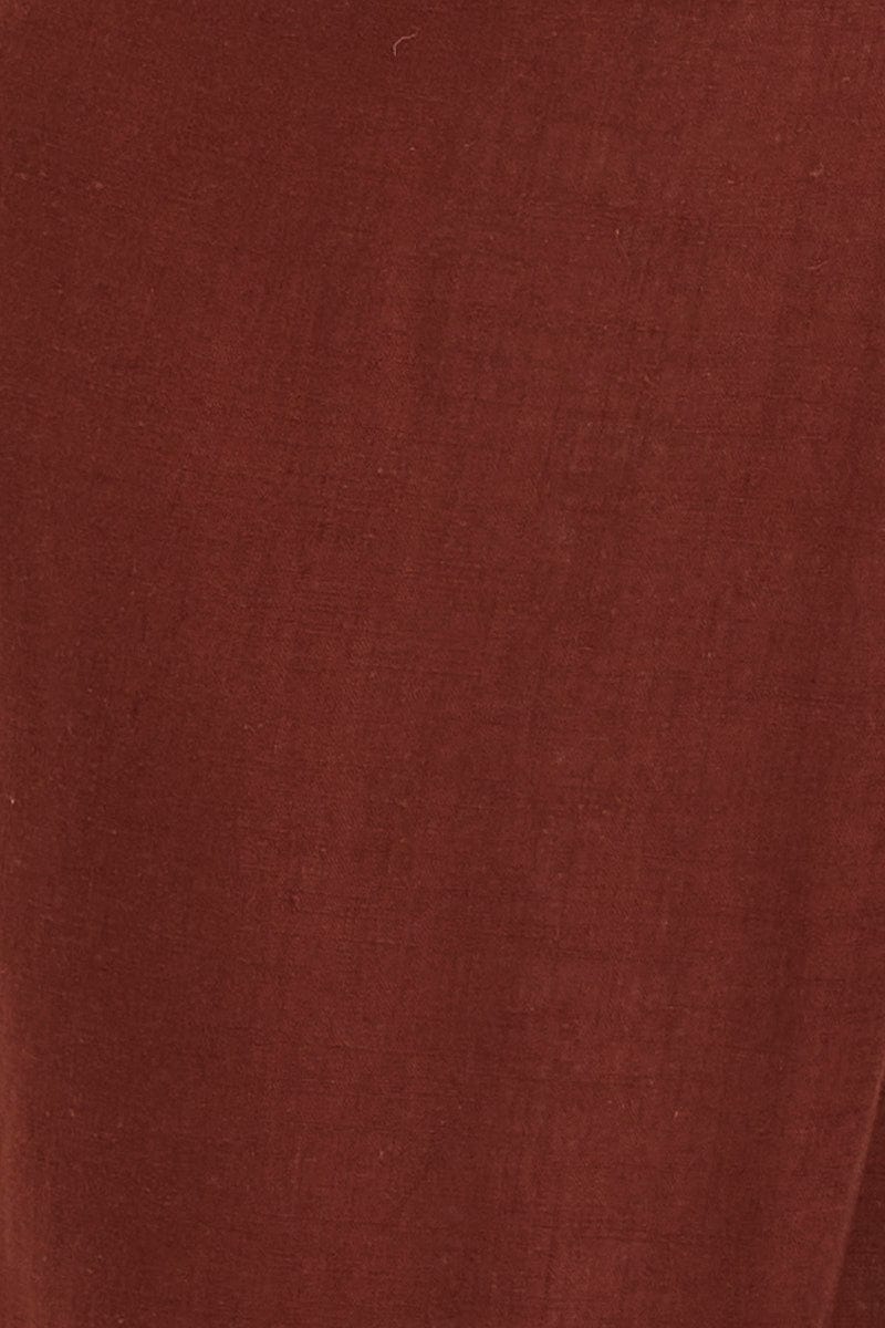 Brown Wide Leg Pants High Rise