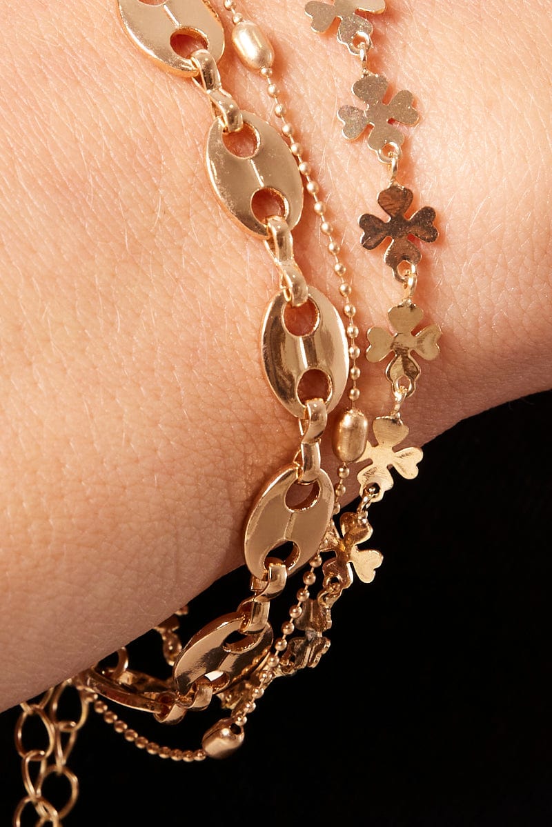 Gold 3 Pack Bracelets Set
