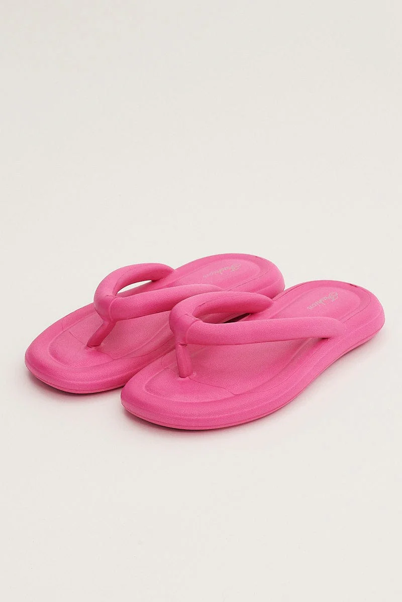 Pink Chunky Flat Slides