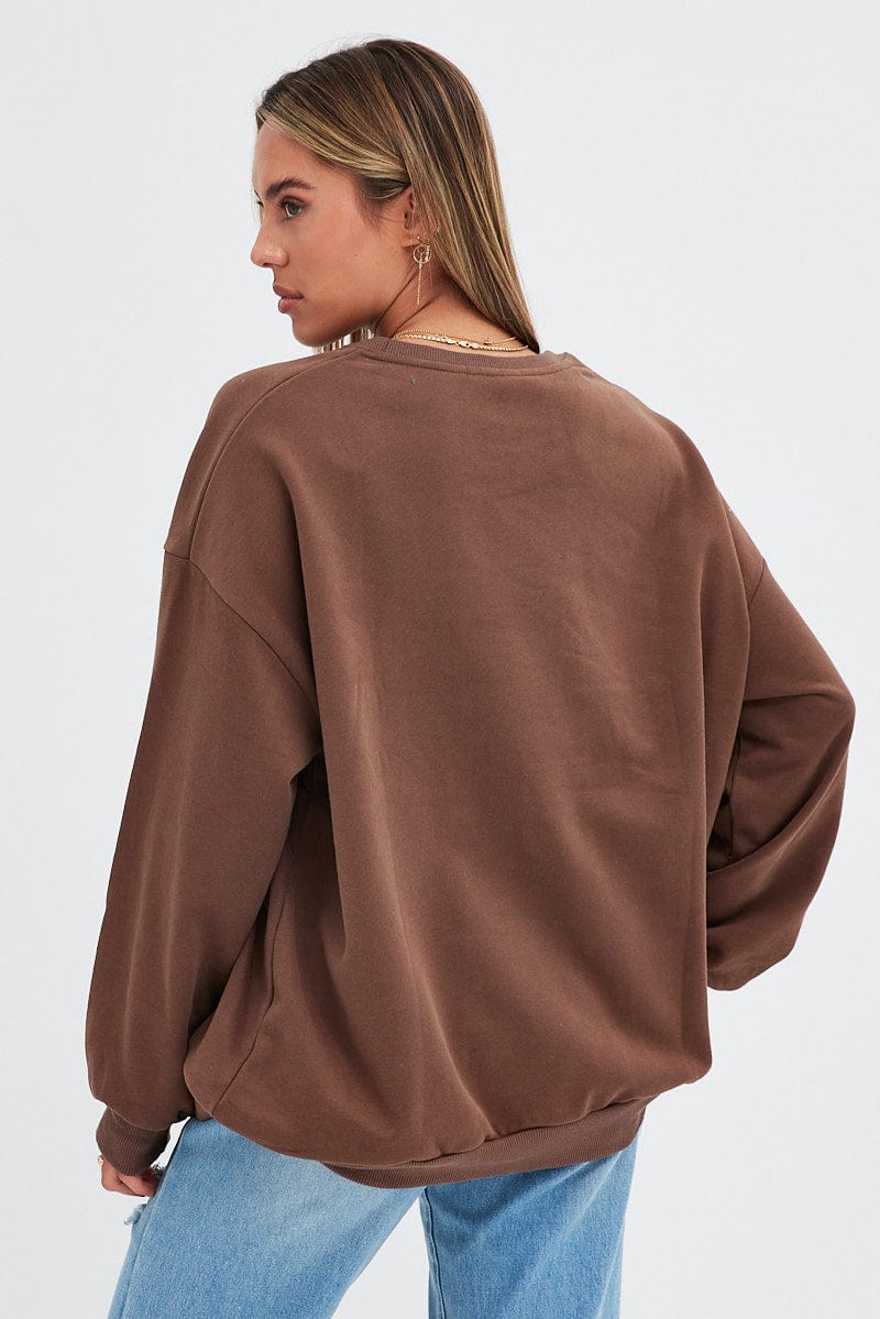 Brown Sweat Shirt Long Sleeve Crew Neck Yellowstone