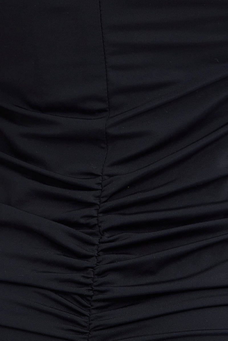 Black Mini Dress Long Sleeves V-Neck Keyhole Bodycon