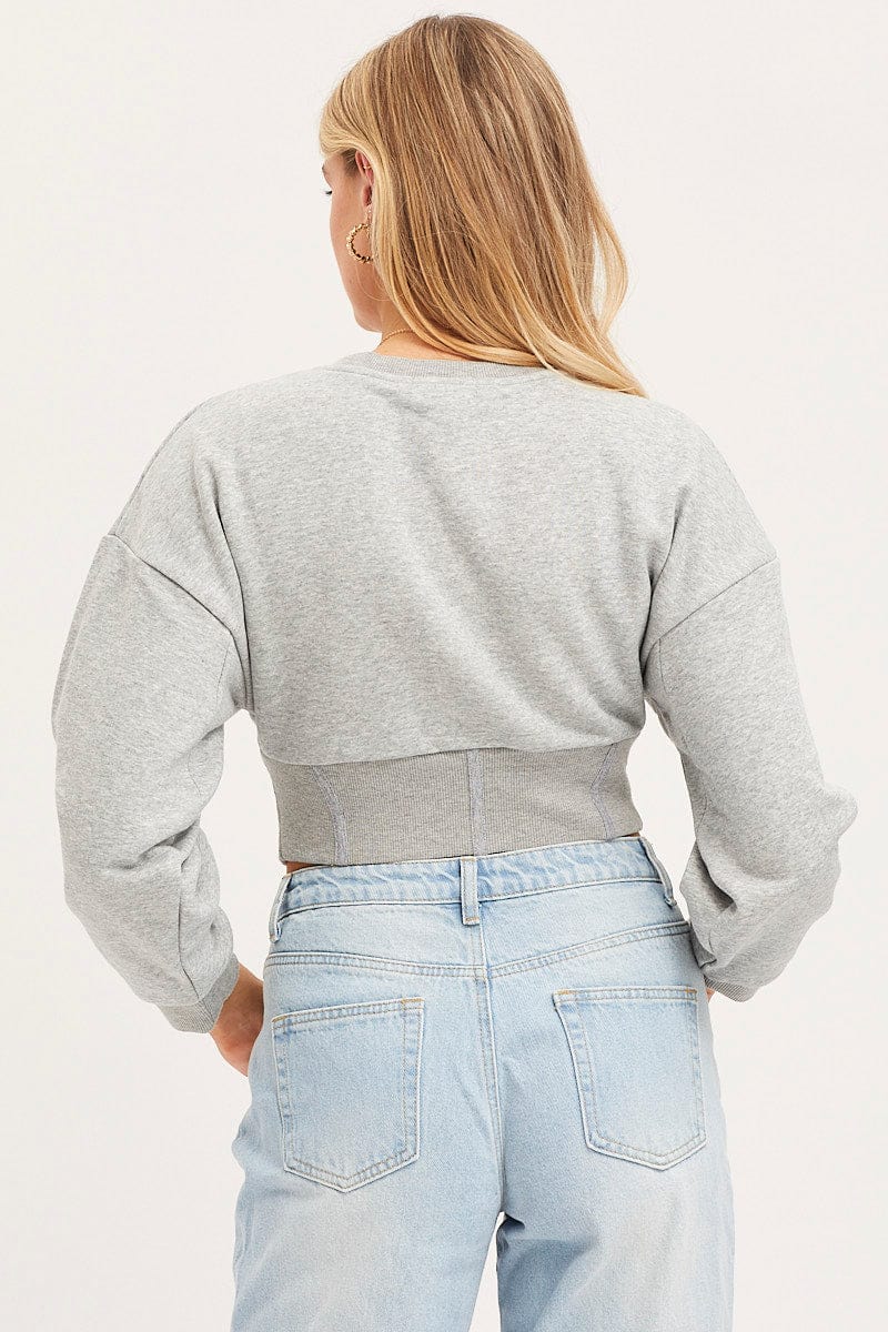 Grey Corset Jumper Long Sleeve