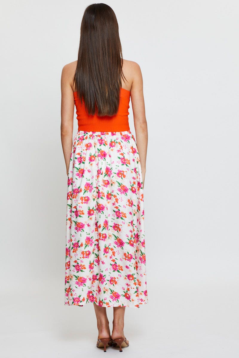 Print Maxi Skirt High Rise