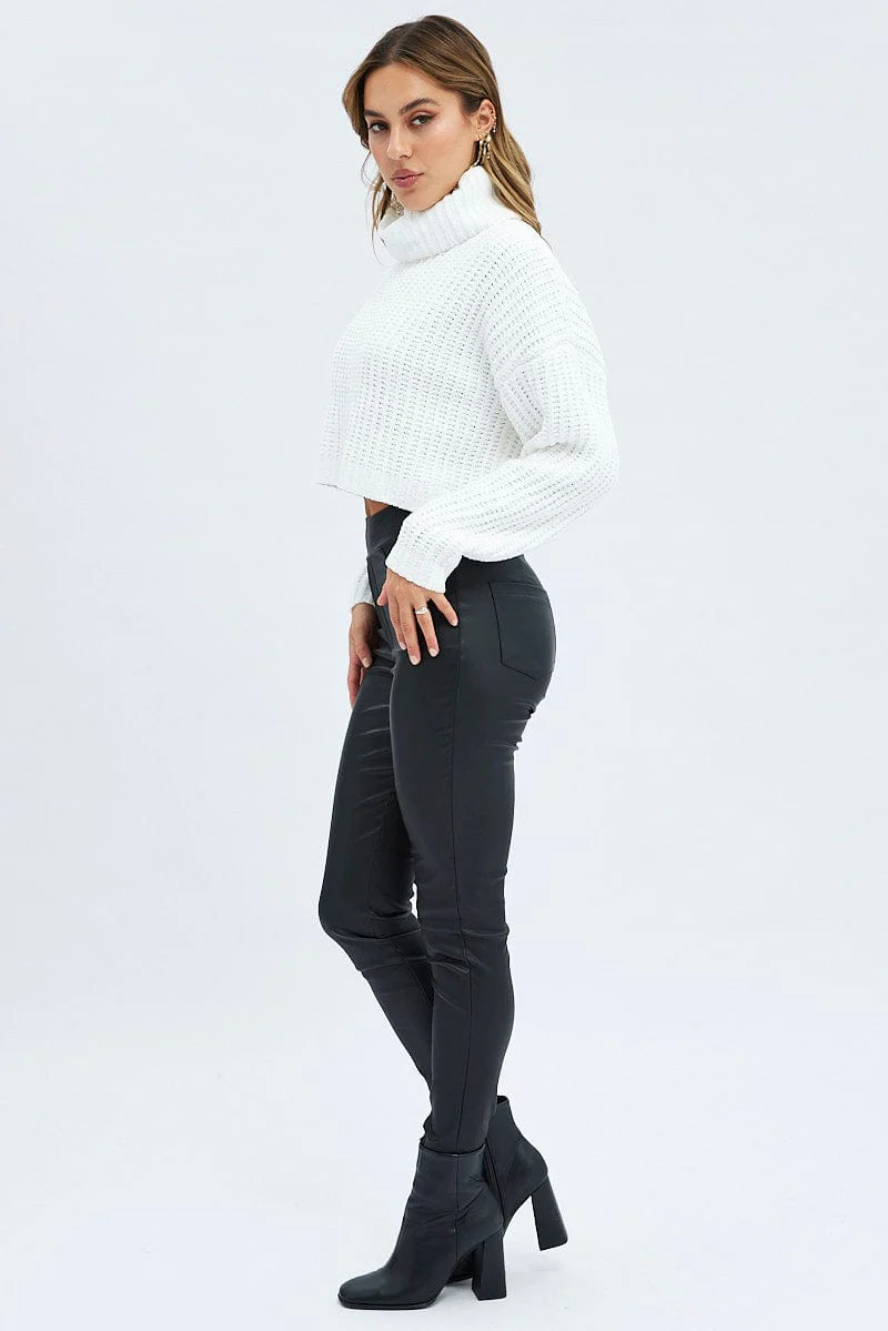 Black Leggings High Rise Wet Look