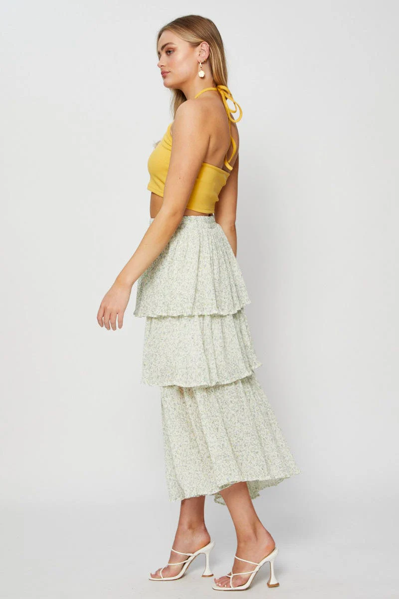 Print Cancan Layered Skirt