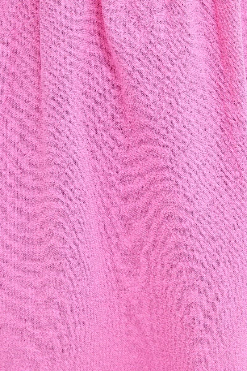 Pink Puff Sleeve Cut Out Skater Dress