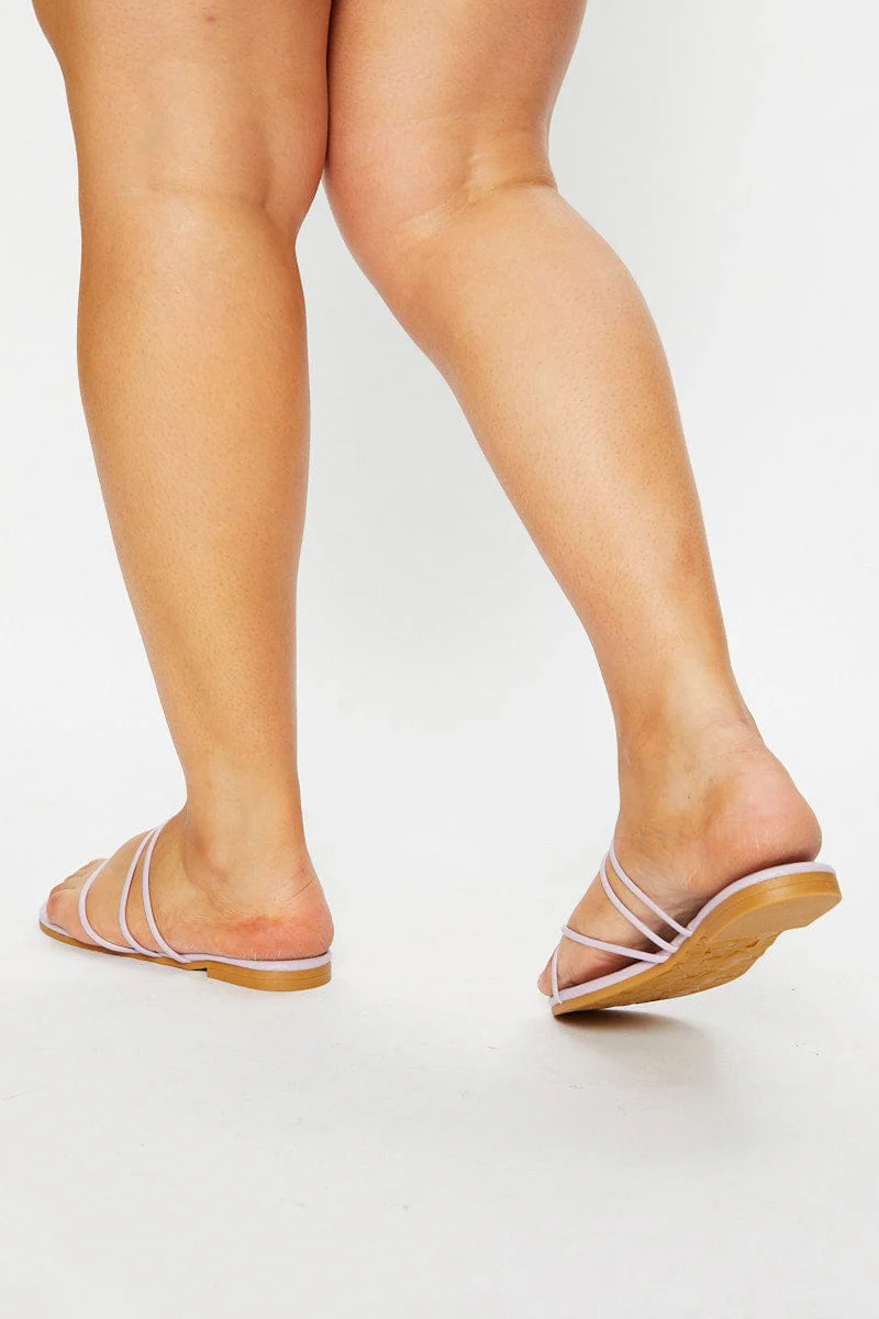 Purple Multi Strap Flat Sliders
