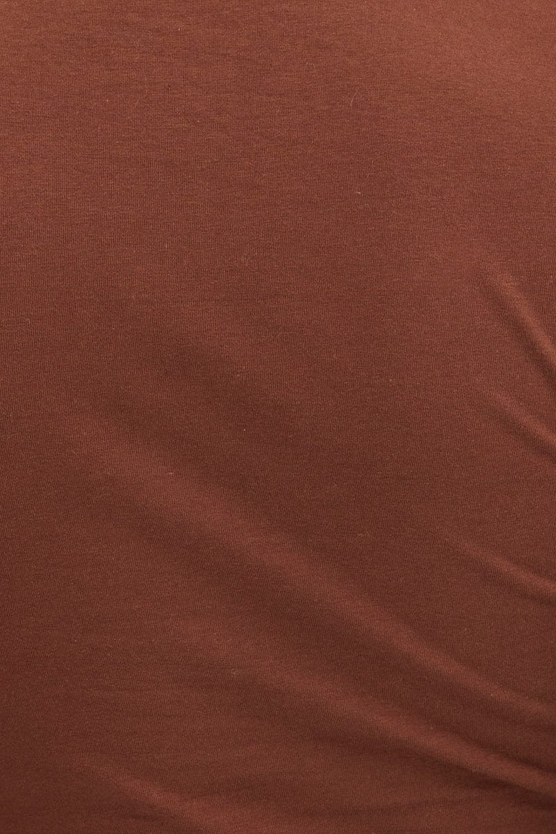 Brown Top Long Sleeve High Neck