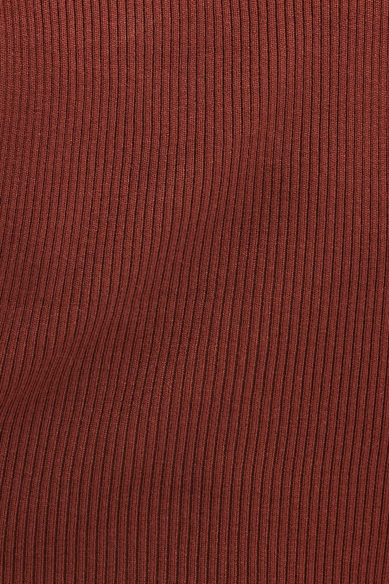 Brown Knit Top Sleeveless Crop