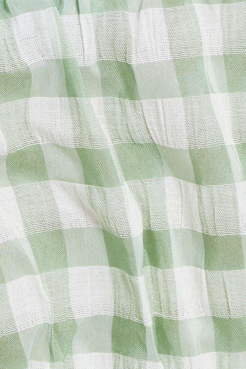 Check Crop Top Short Sleeve Tie Up