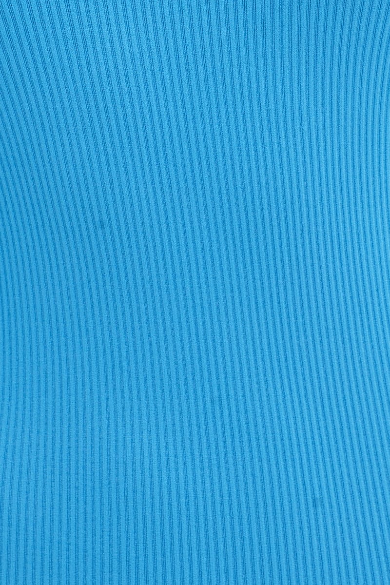 Blue Bodycon Dress Sleeveless V-Neck Seamless