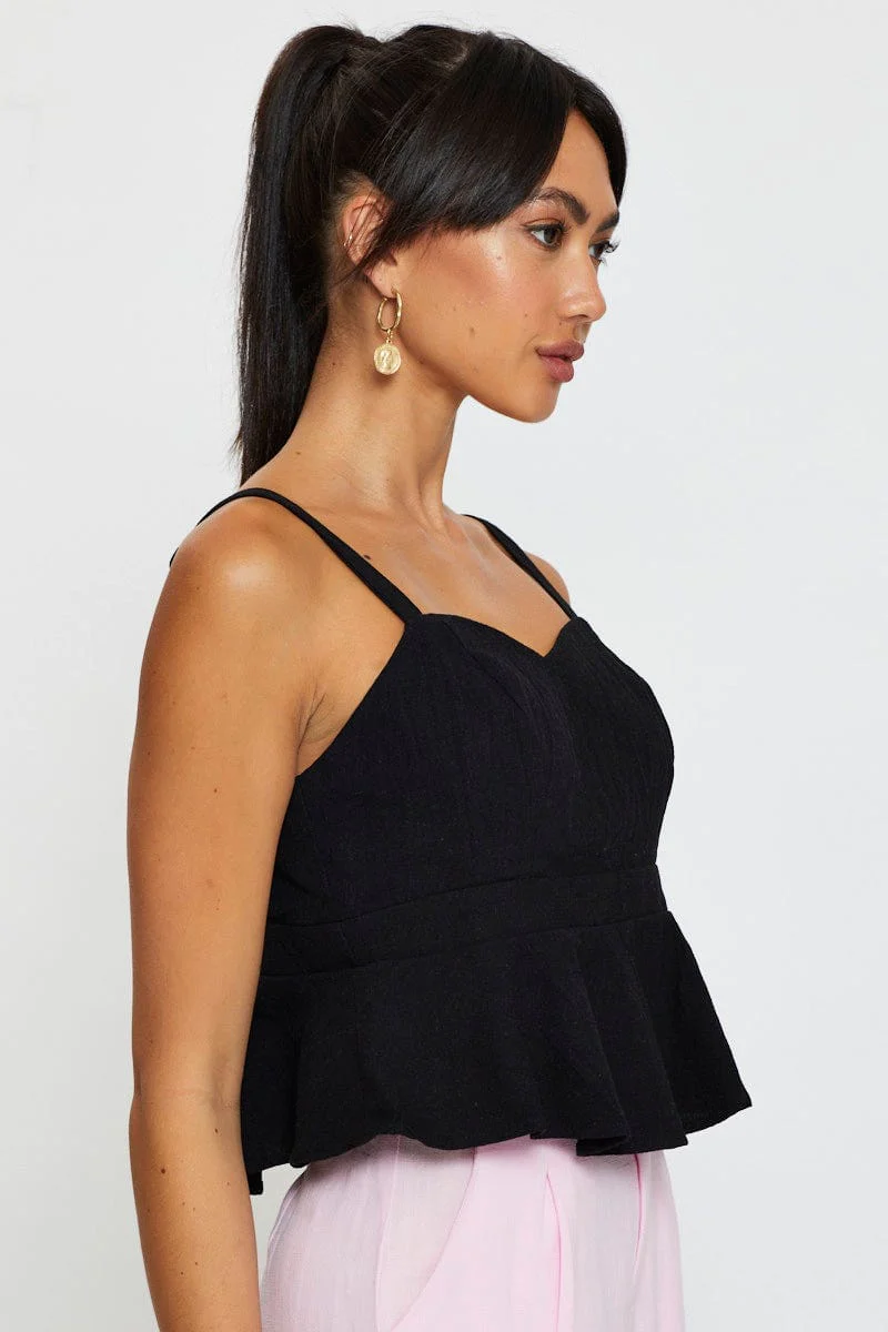Black Peplum Top Sleeveless