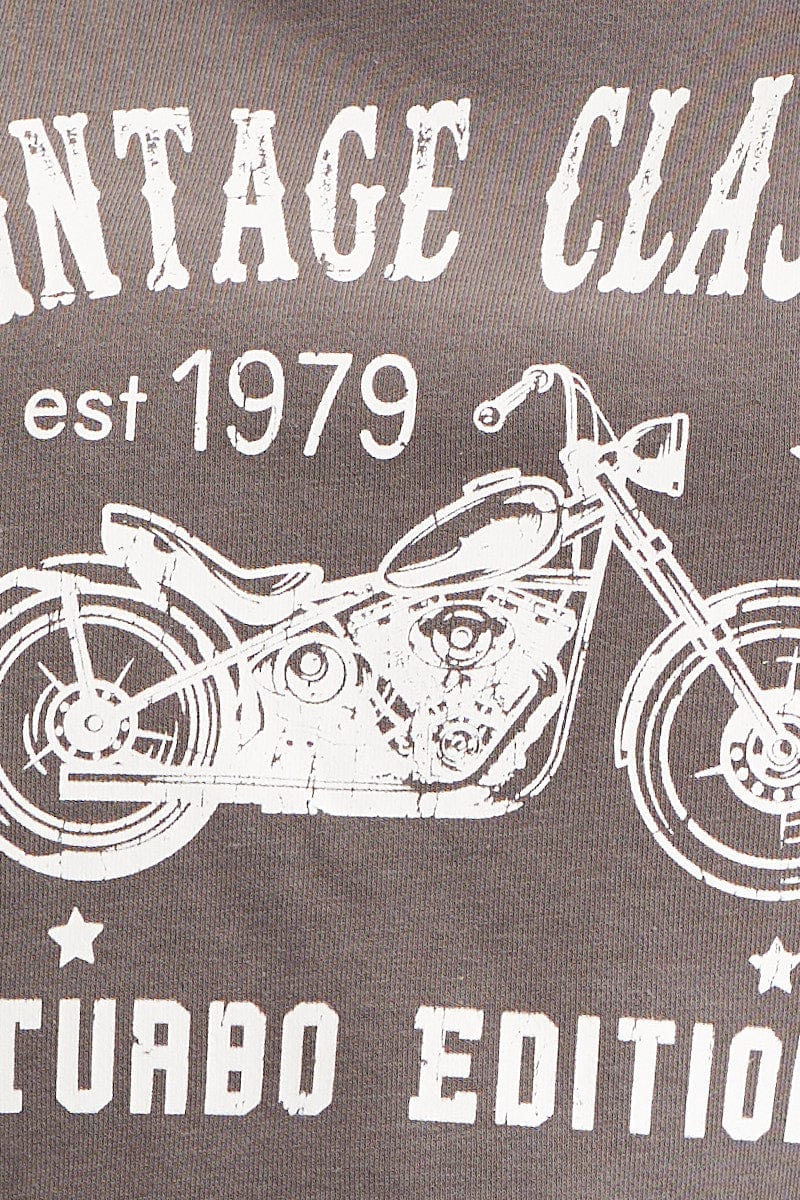 Grey Graphic Sweater Long Sleeve