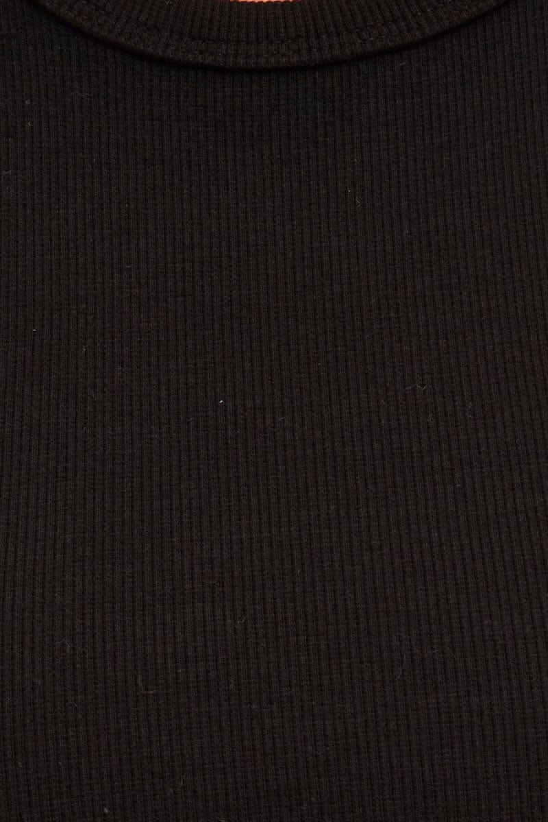 Black Scarf Tank Crop Crew Neck Sleeveless