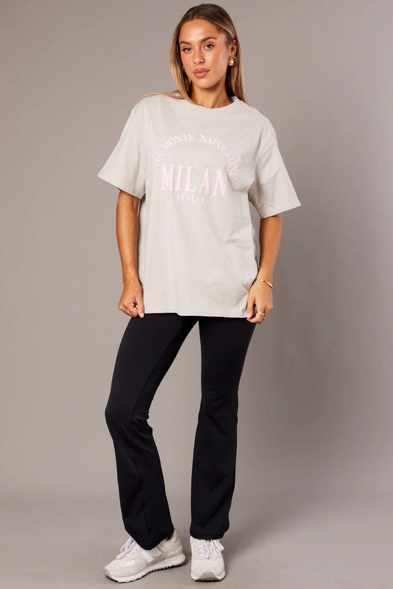 Grey Graphic Tee Short Sleeve