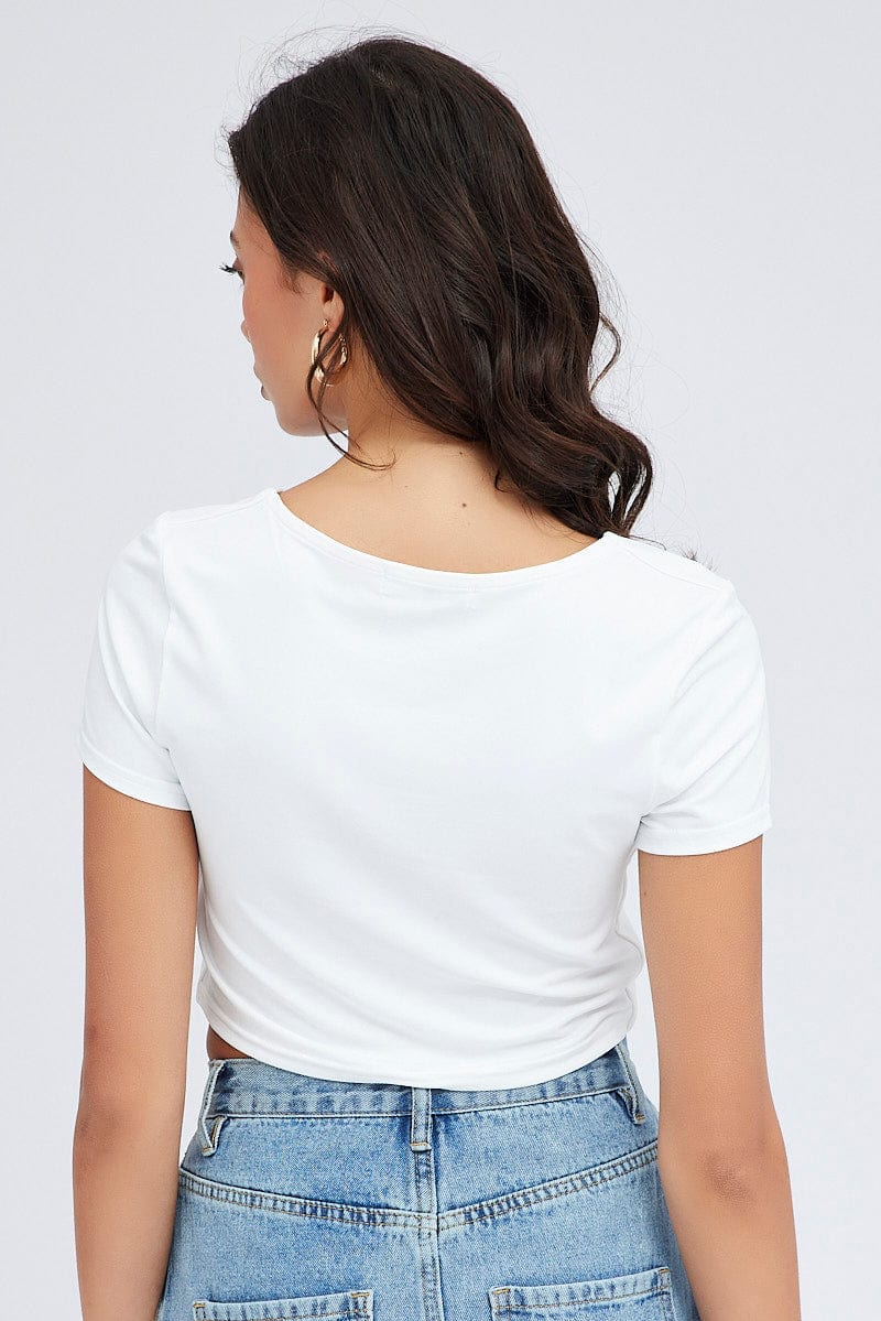 White Supersoft Crop Top Short Sleeve