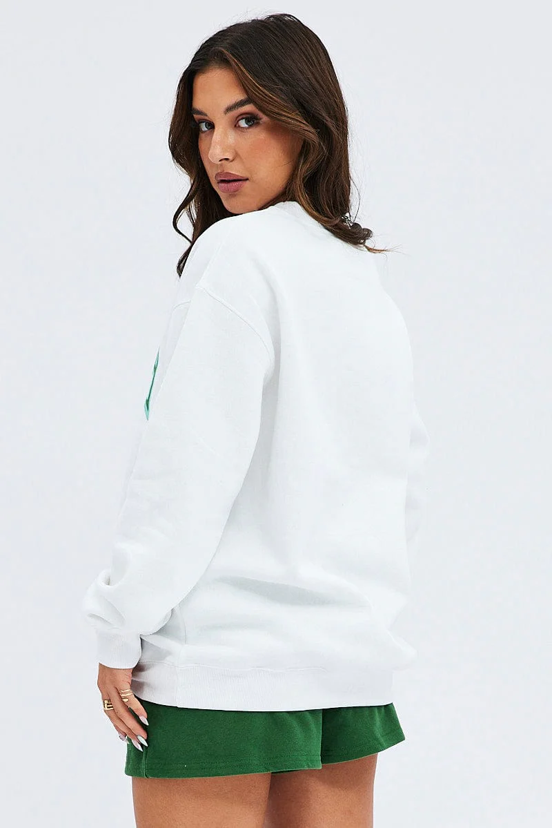 White Graphic Sweat Florida Orange Slogan Sweater