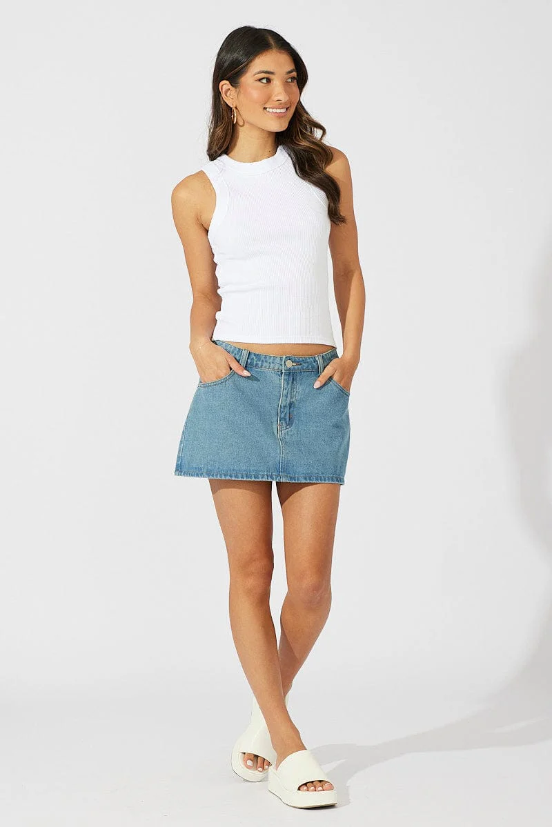 White Tank Top Sleeveless Crew Neck