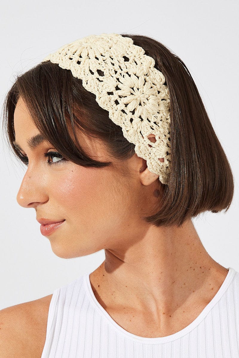White Crochet Headband