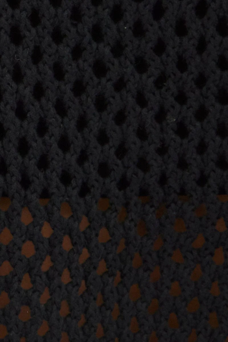 Black Knit Jumper Long Sleeve Fishnet