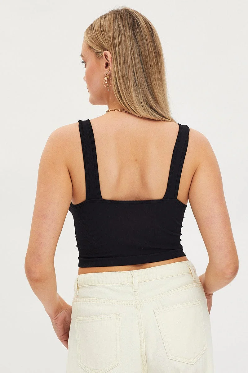 Black Tank Top Sleevelss Seamless