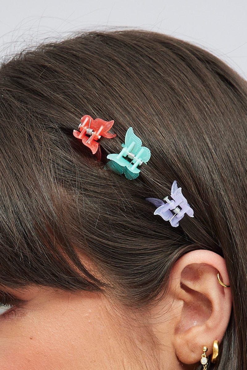 Multi 9 pack Multi Butterfly Claw Clips