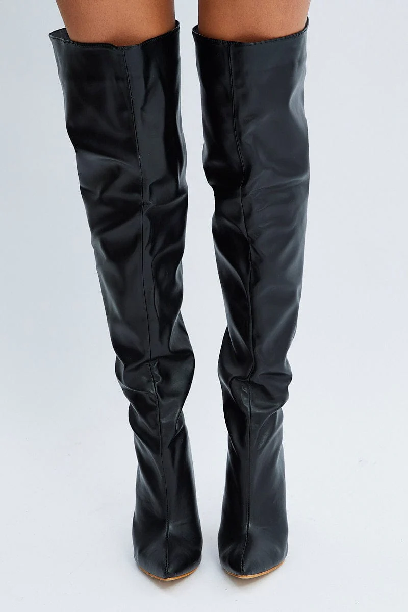 Black Over The Knee Heeled Boots