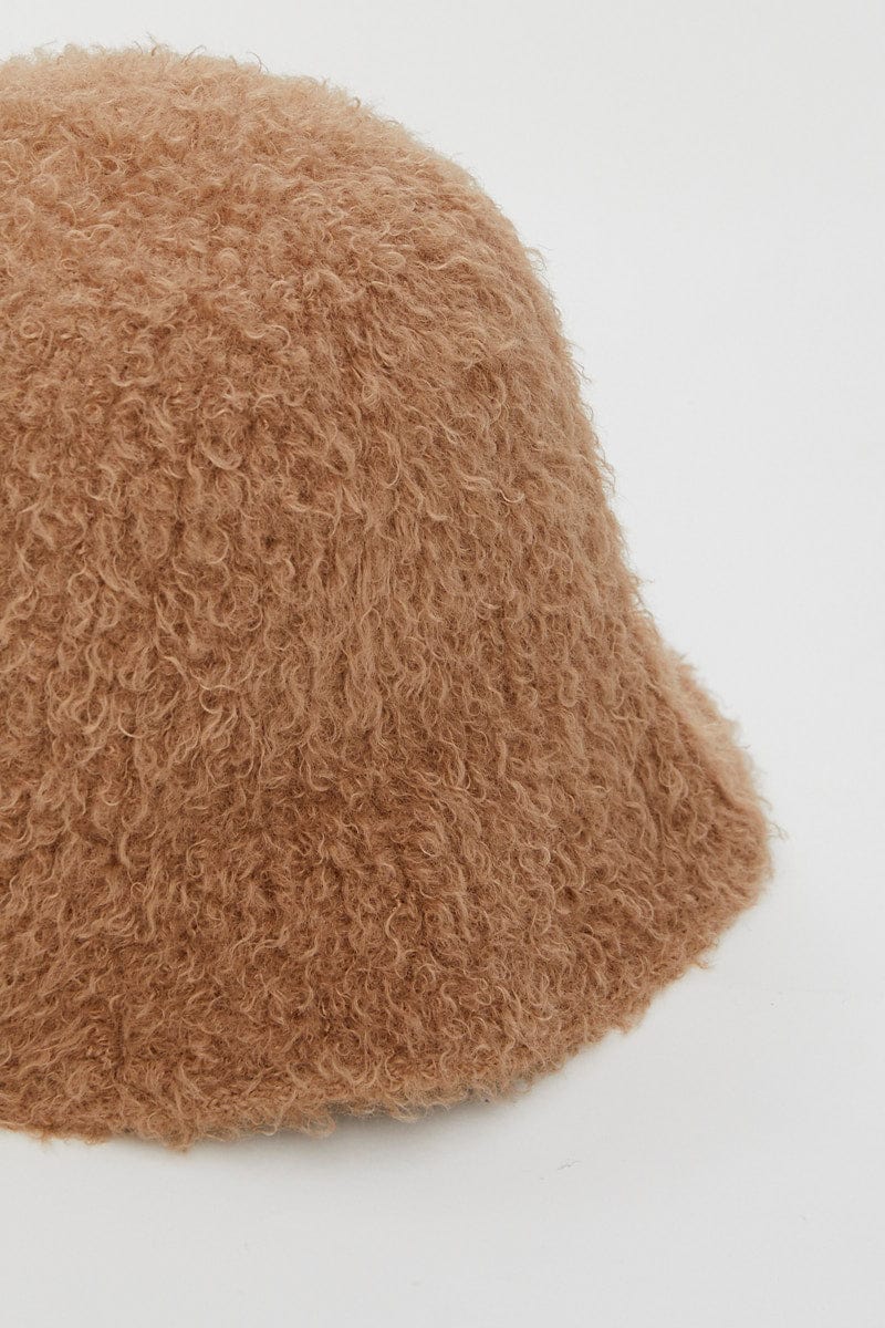 Beige Fuzzy Bucket Hat