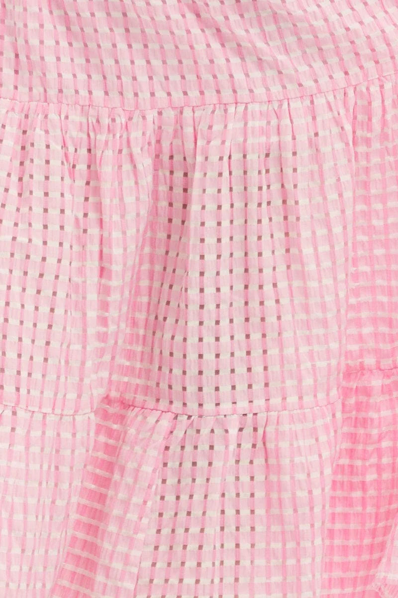 Pink Maxi Dress Tiered Halter