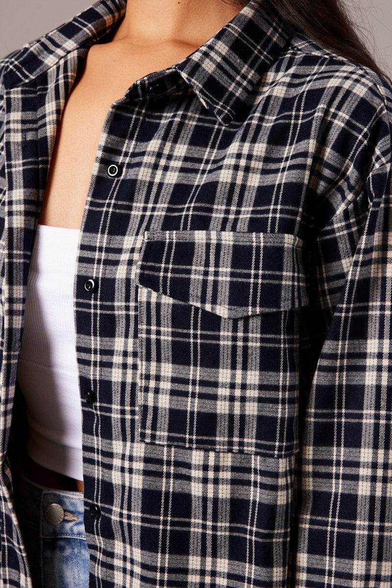 Blue Check Relaxed Shirt Long Sleeve