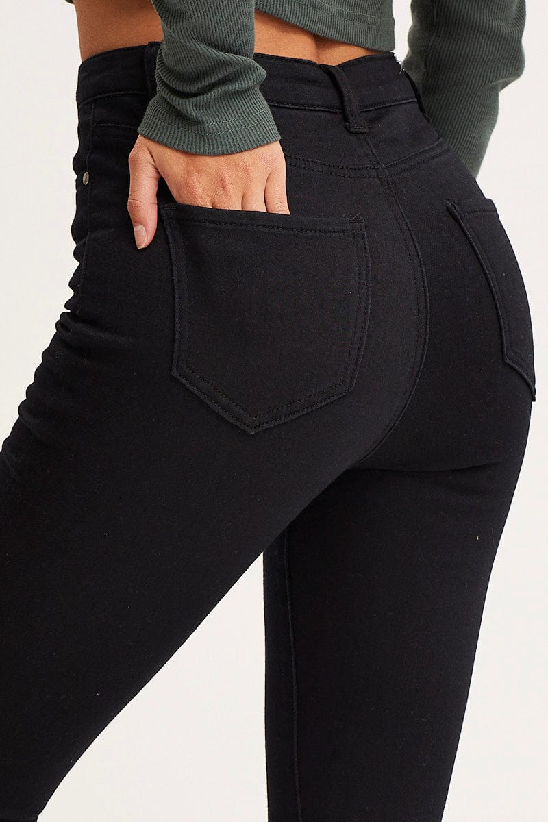 Black Denim Jeggings High Rise