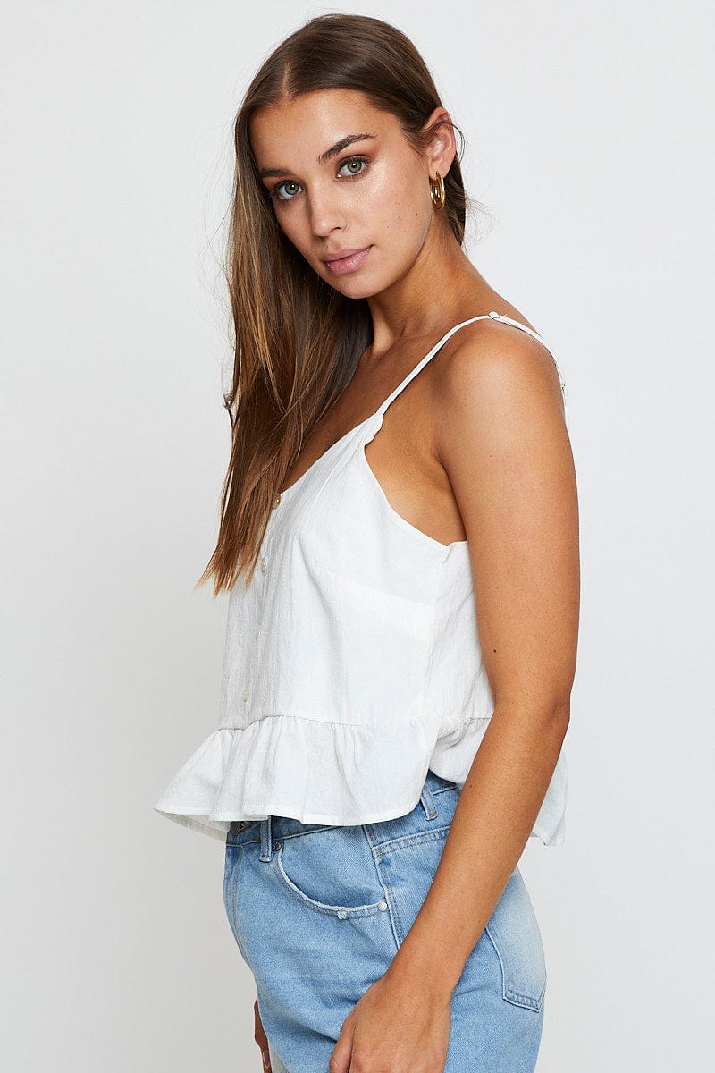 White Peplum Top Sleeveless
