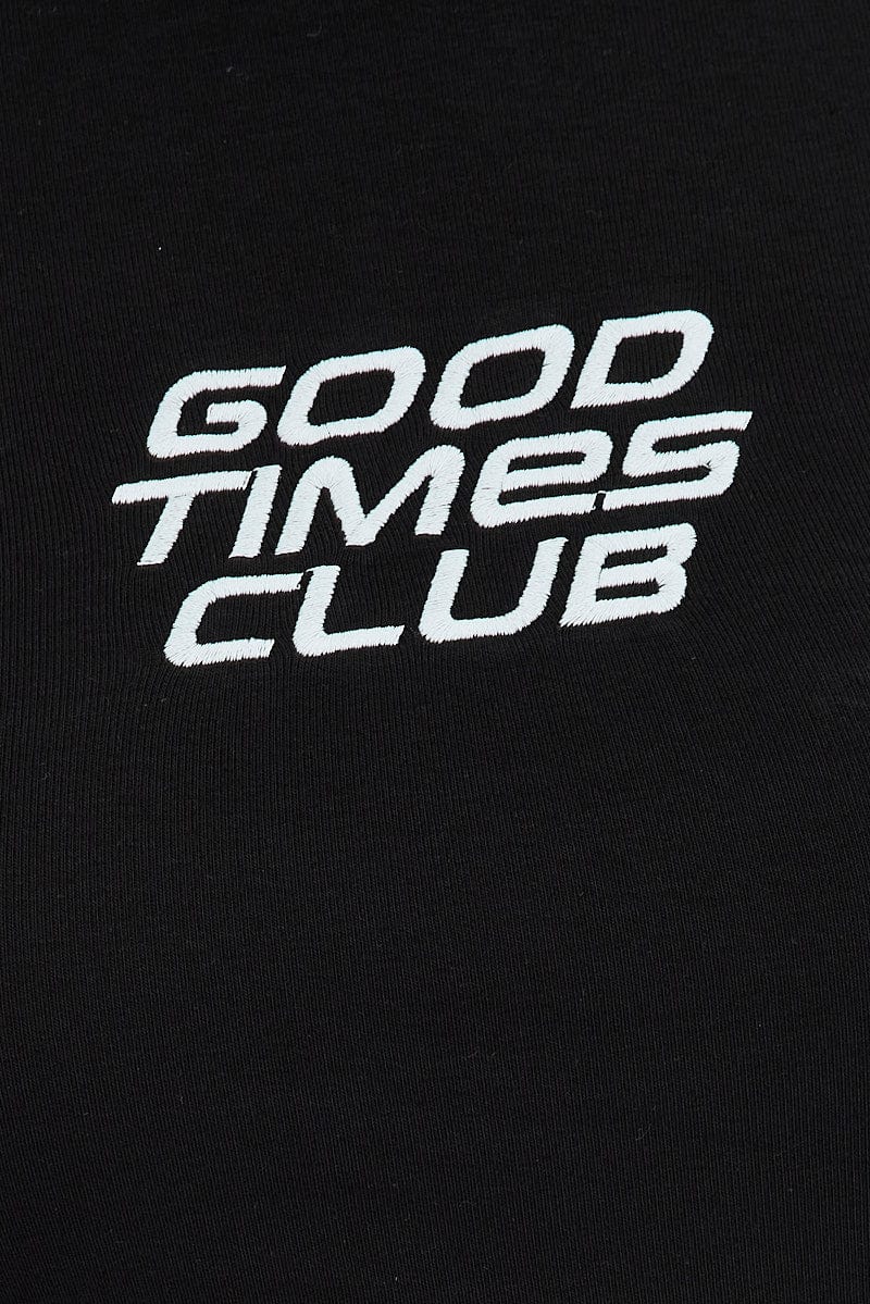 Black Graphic Tee Short sleeve Long Line