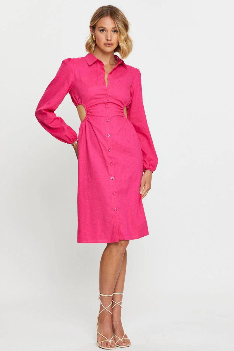 Pink Mini Dress Long Sleeve