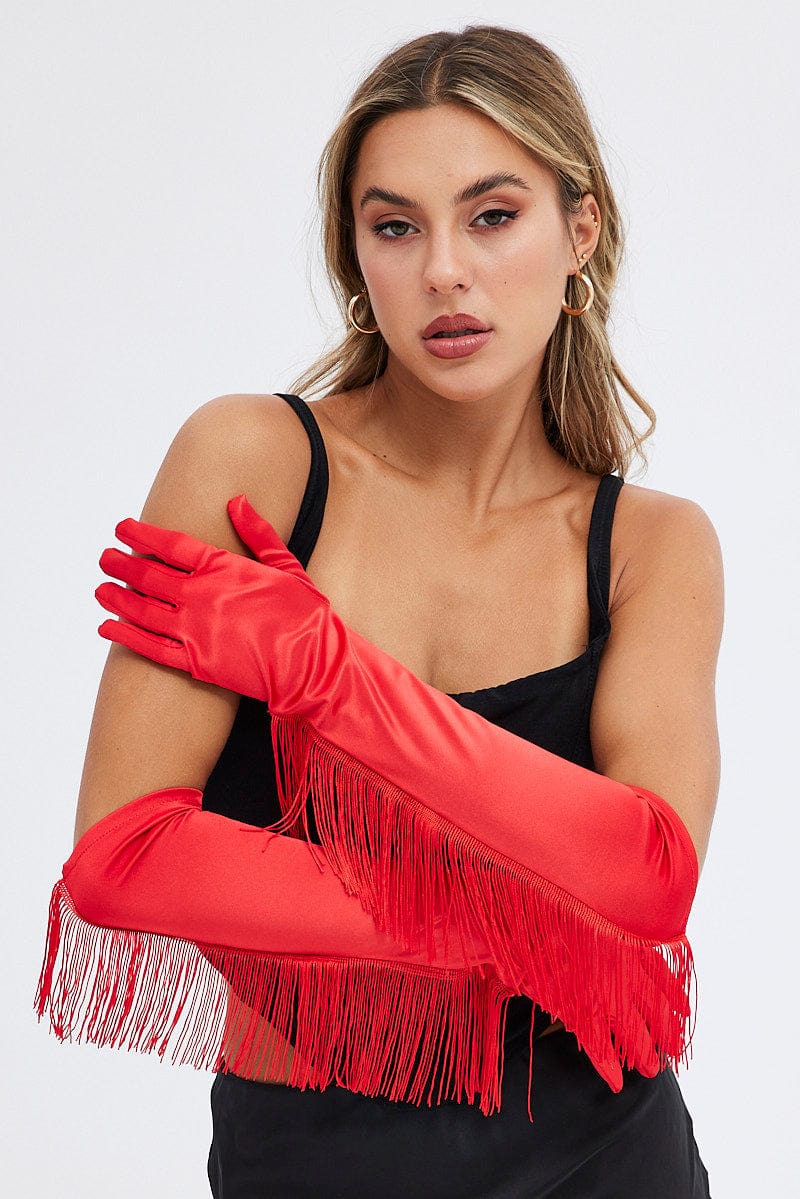 Red Tasseled Gloves