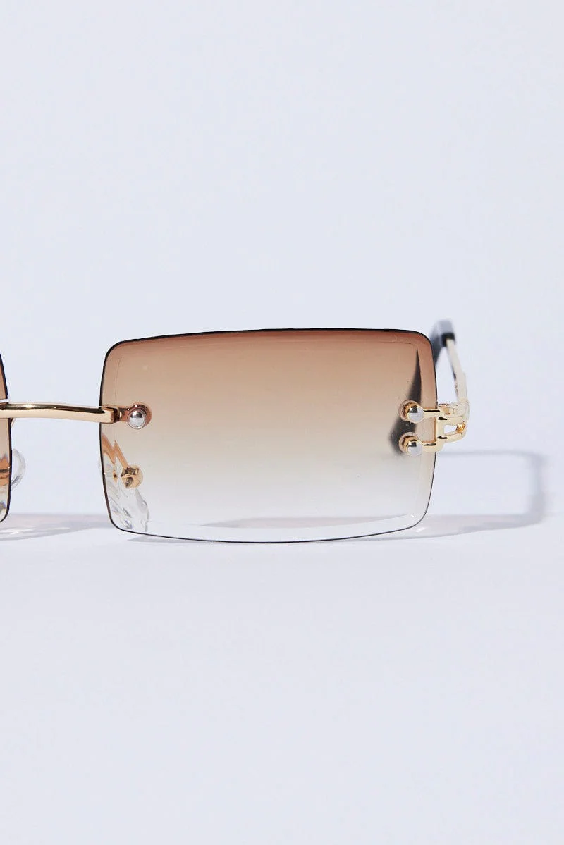 Brown Rimless Sunglasses