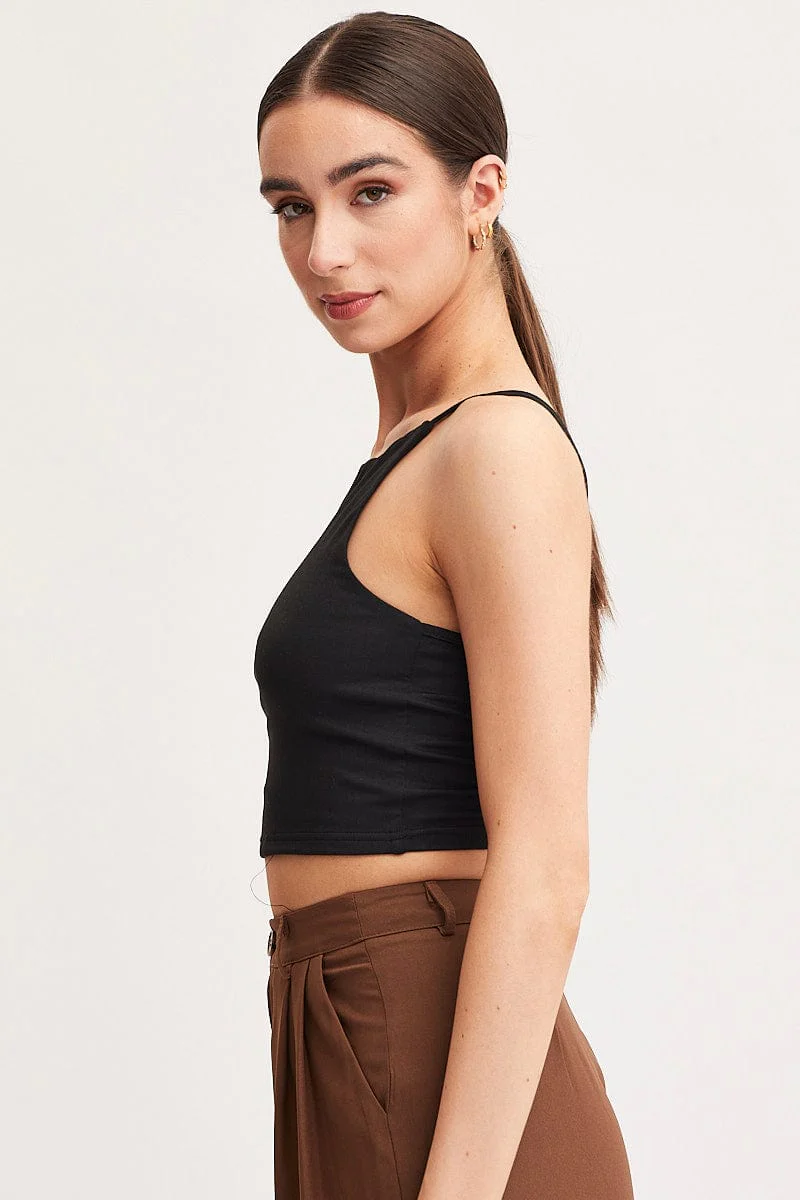 Black Singlet Top Sleeveless