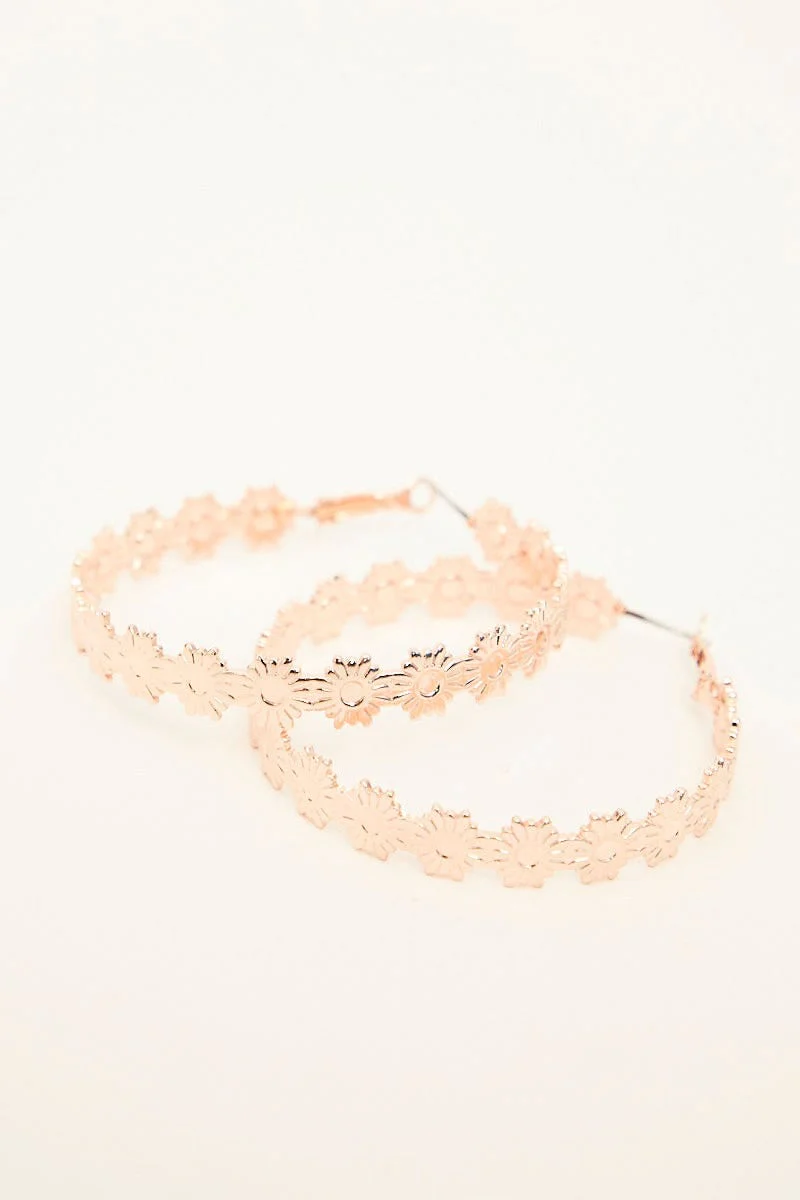 Gold Daisy Hoop Earrings