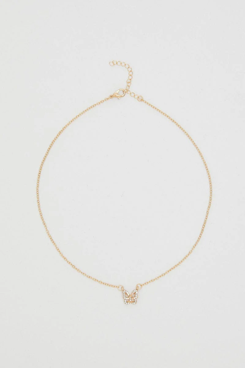 Gold Butterfly Charm Necklace