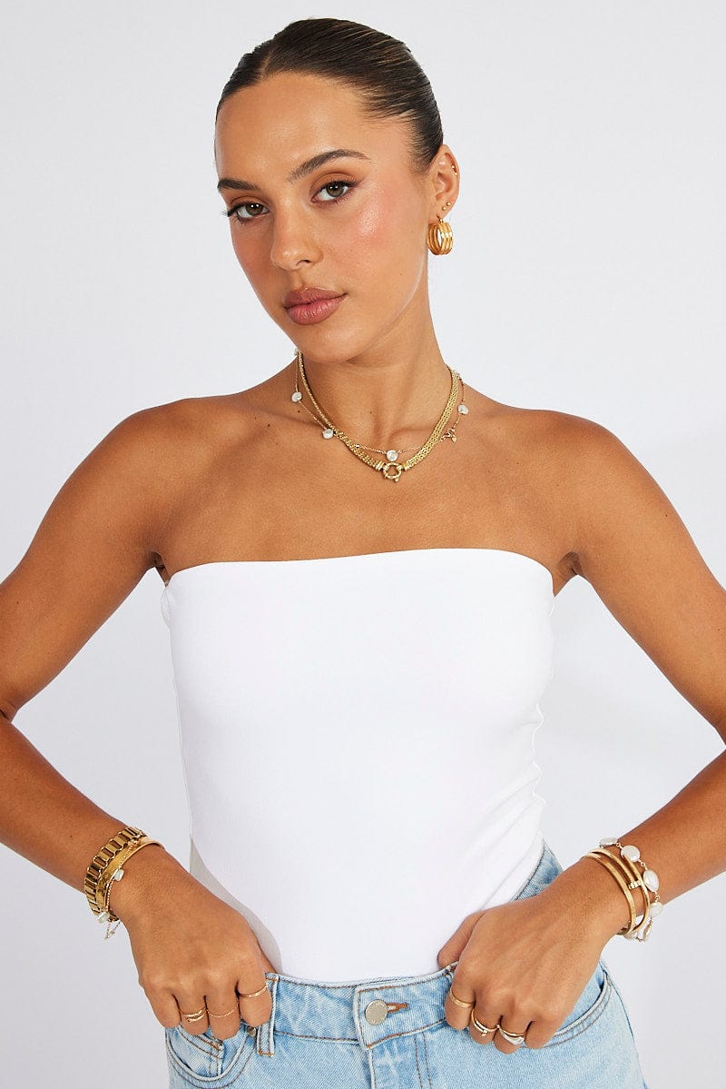 White Bodysuit Bandeau Supersoft