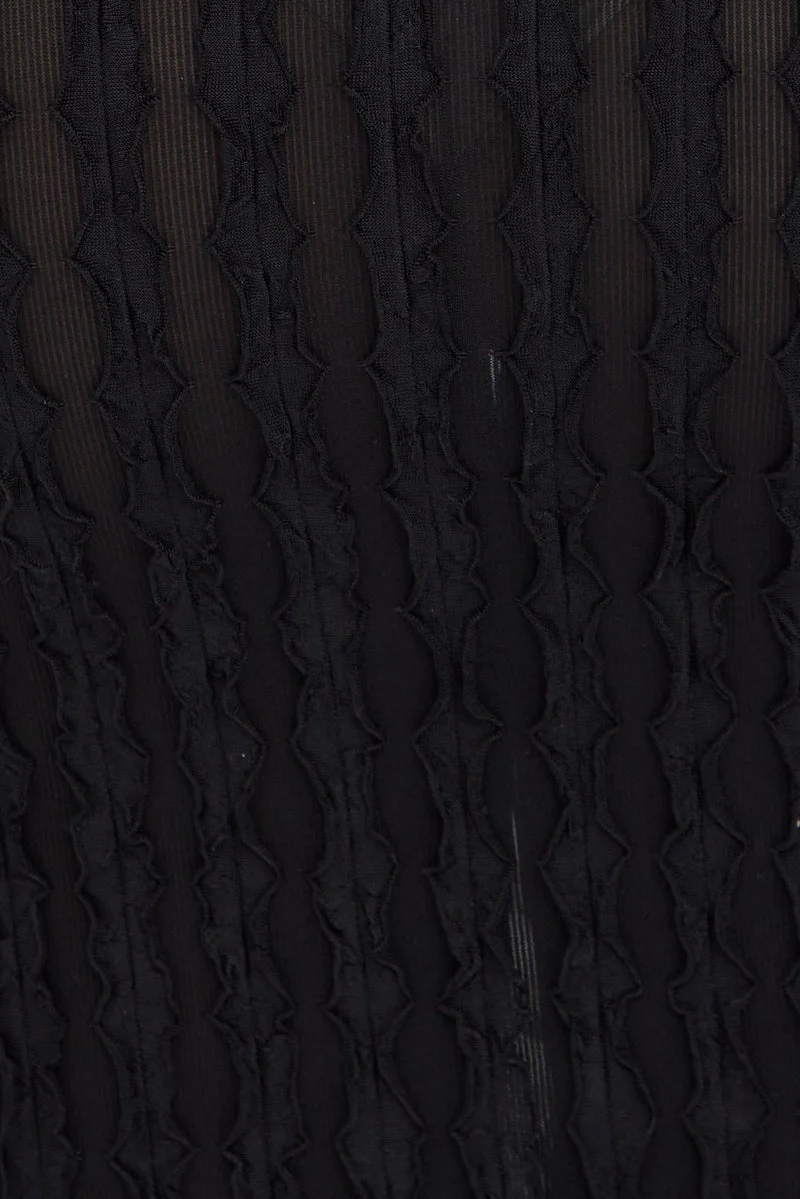 Black Textured Midi Skirt